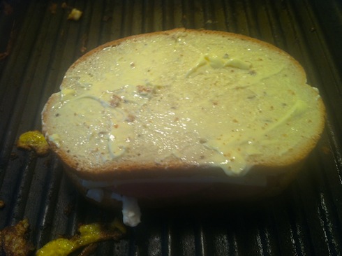 pork roll rachel sandwich with butter